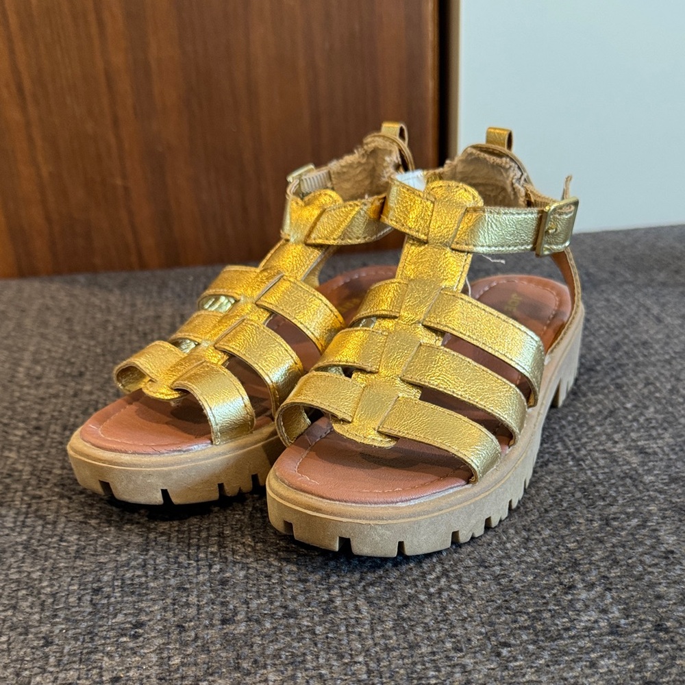 Metallic Gold Chunky Gladiator Sandals